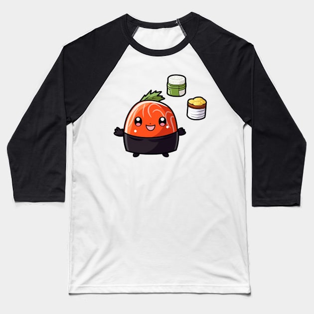 kawaii bento sushi T-Shirt cute  funny Baseball T-Shirt by nonagobich